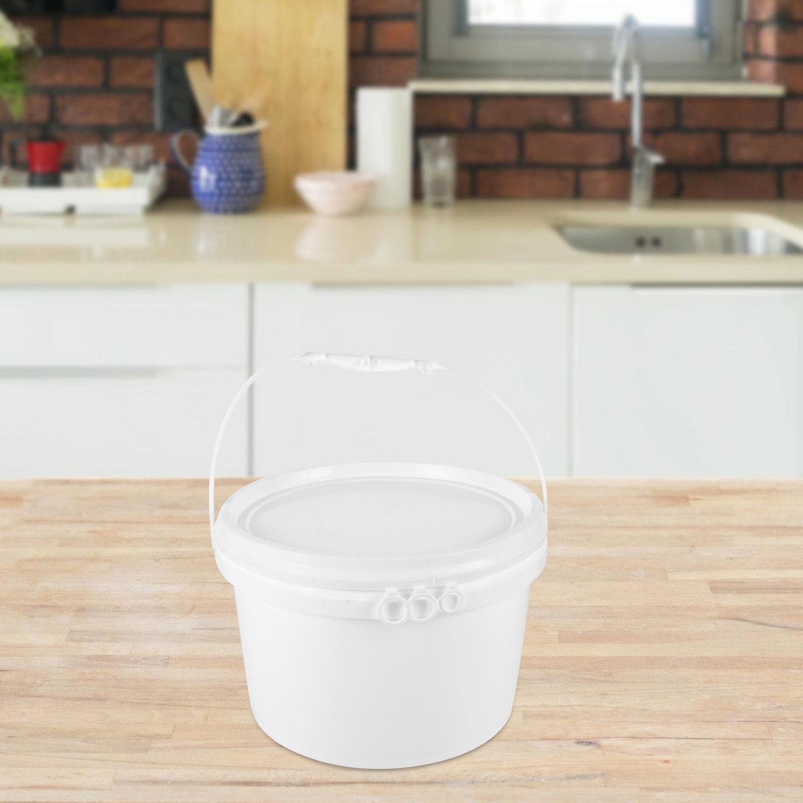 Plastic Bucket Small Bucket with Lid for Storage White