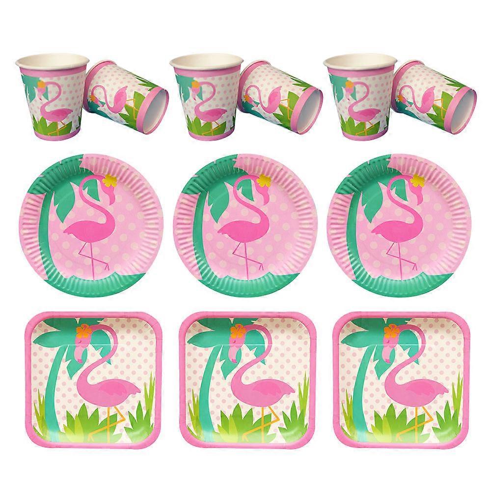 Flamingo Cup Paper and Cups Set 24Pcs for Party Use