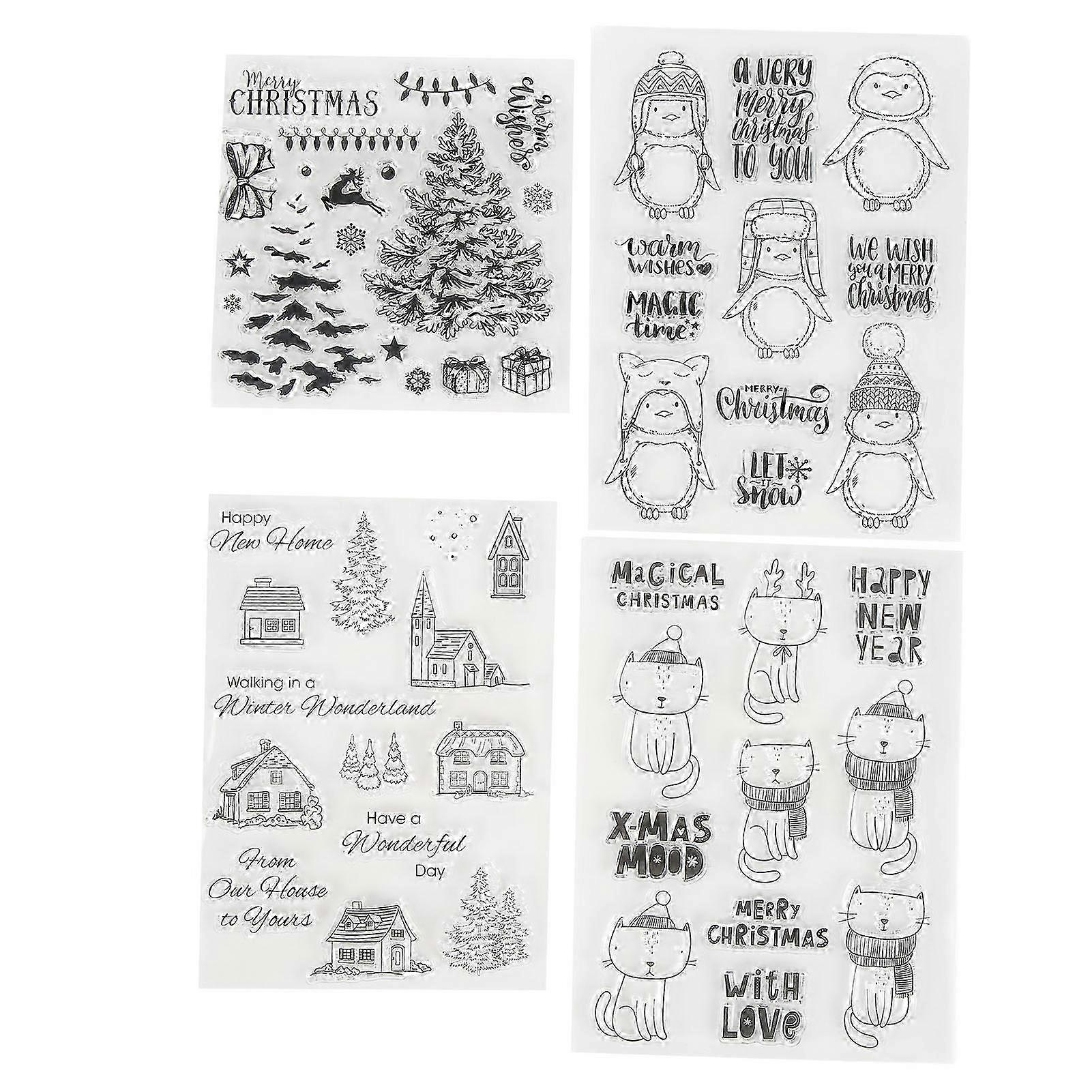 4Pcs Clear Stamps Unique Shape DIY Transparent Stamps for Crafts 26s