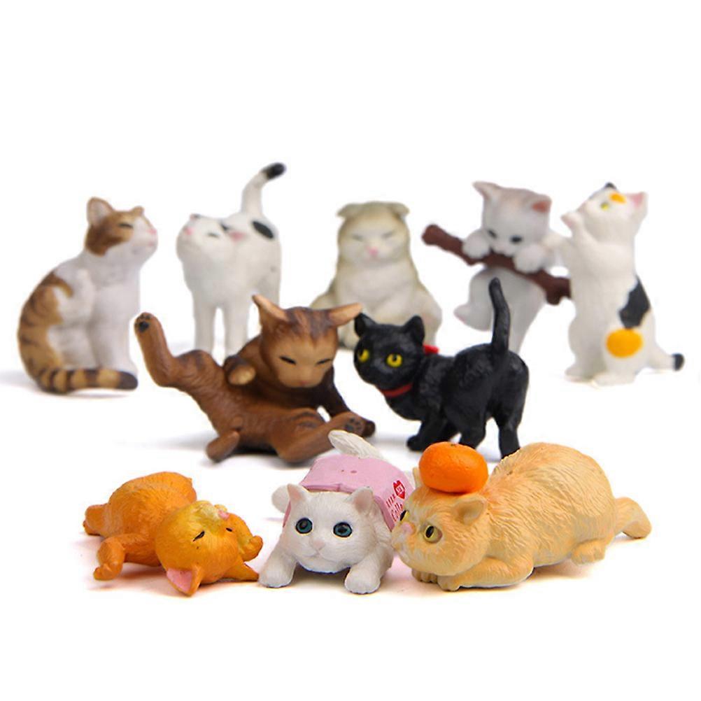 Cake Micro Landscape Display Mini Cat Decoration for Decor 10Pcs Set