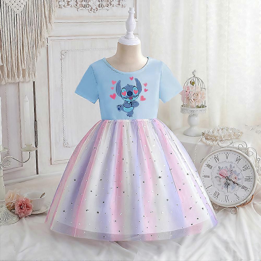 Kids Stitch Princess Dress Disney Summer New Baby Girls Short-sleeved Dress  For Children Clothes Birthday Party Girl Cute Dress | Fruugo NO