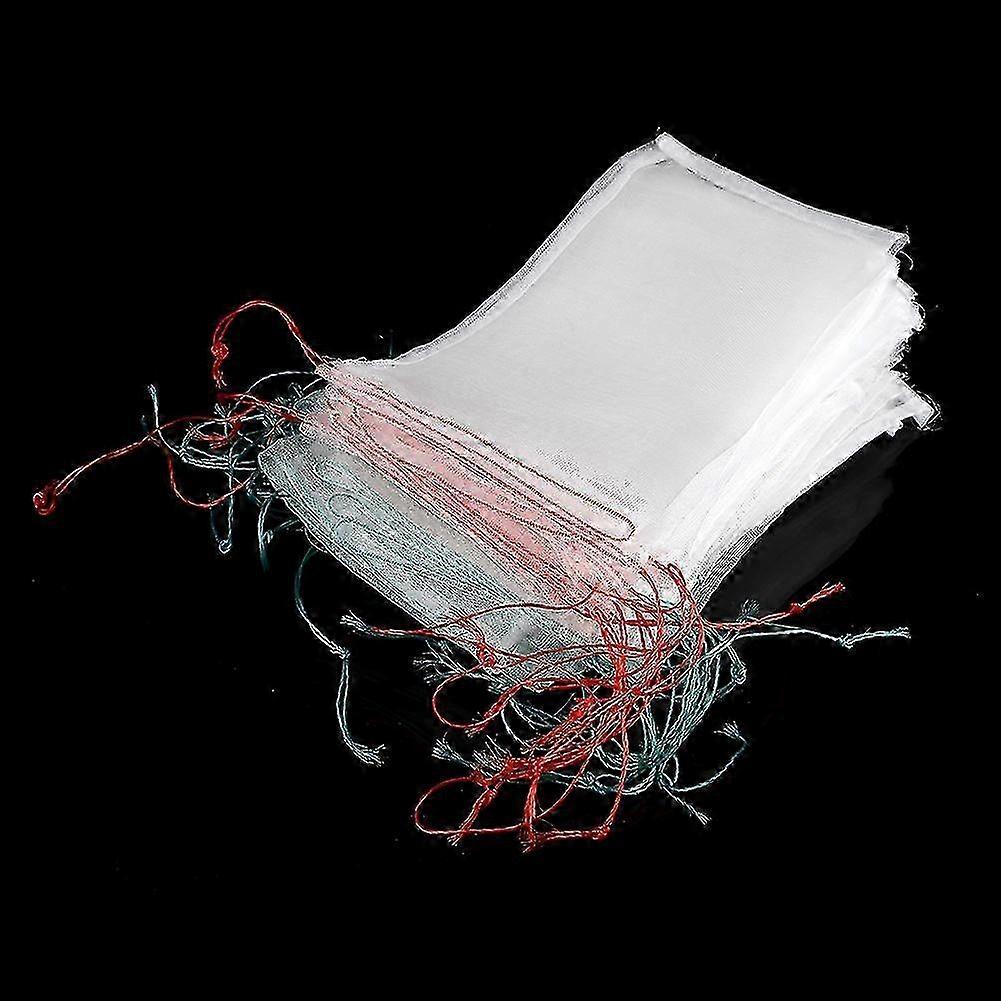 2025 50pcs White Nylon Drawstring Fruit Protection Bags 25x15cm
