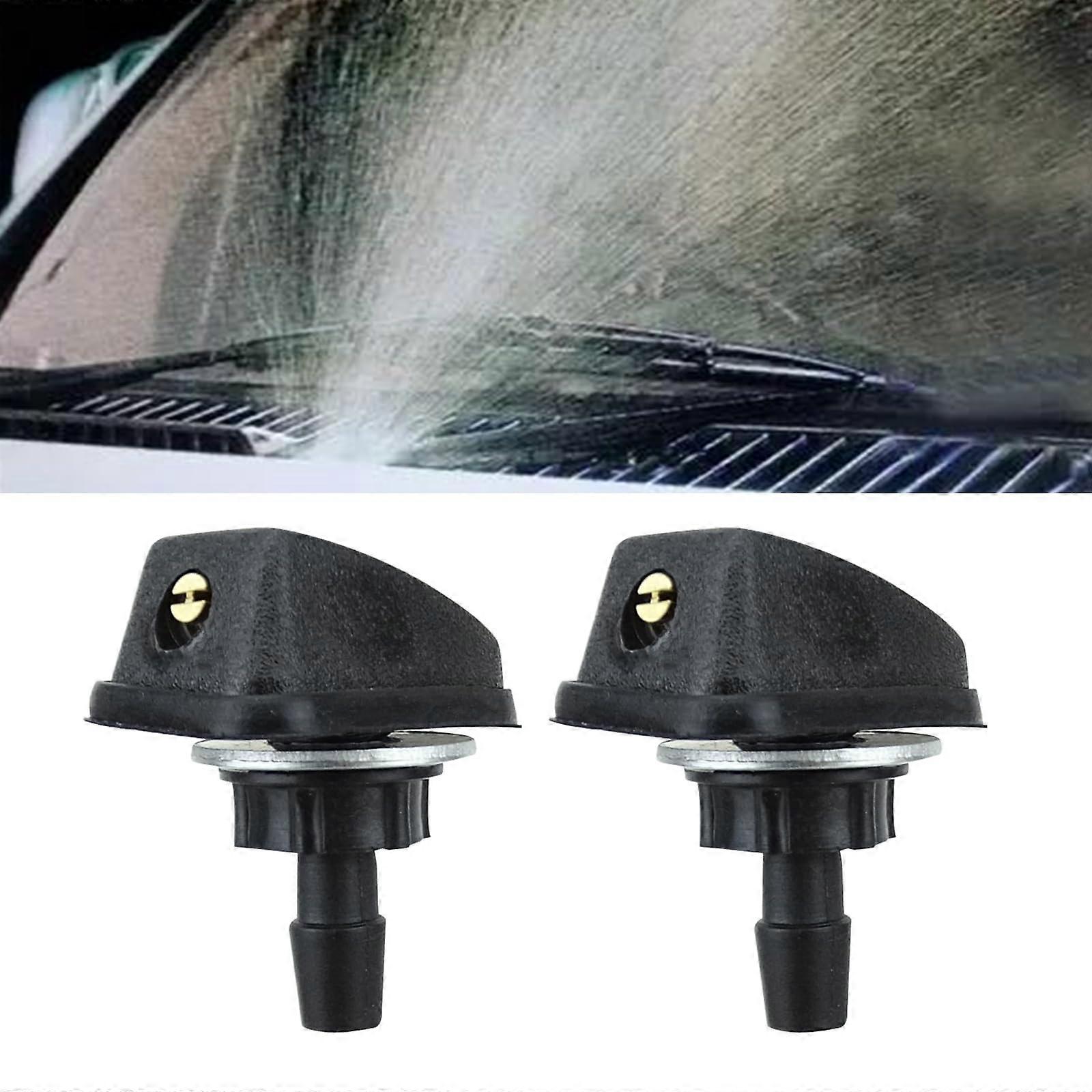 2 Pcs Black Windshield Washer Nozzle, Adjustable Car Wiper Nozzle for Universal Front Replacement