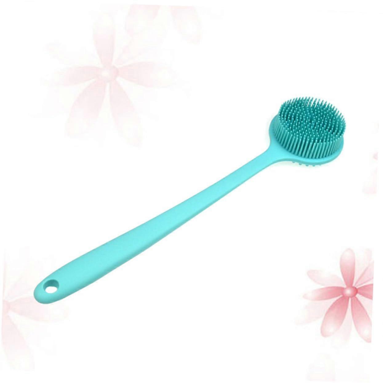 Long Handle Silicone Bath Brush Back Scrubber for Shower Gentle Exfoliation Blue