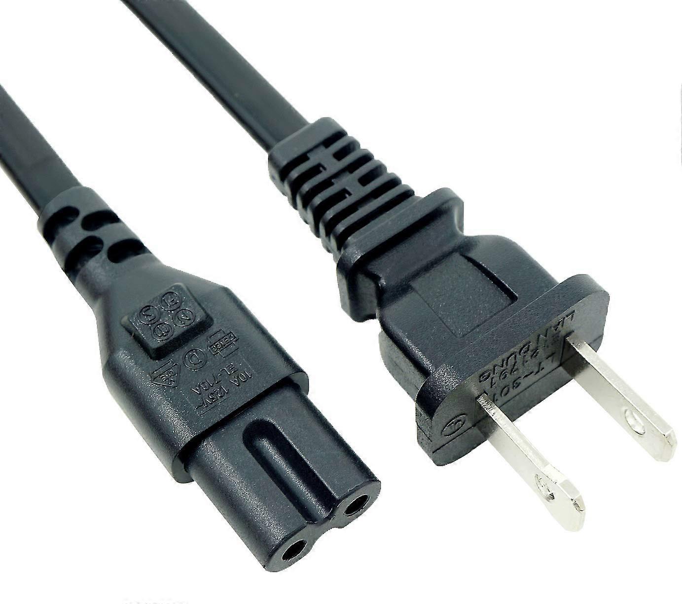 2 Prong Power Cord 6ft NonPolarized Figure 8 Cable for Sharp TV UL CSA Certified