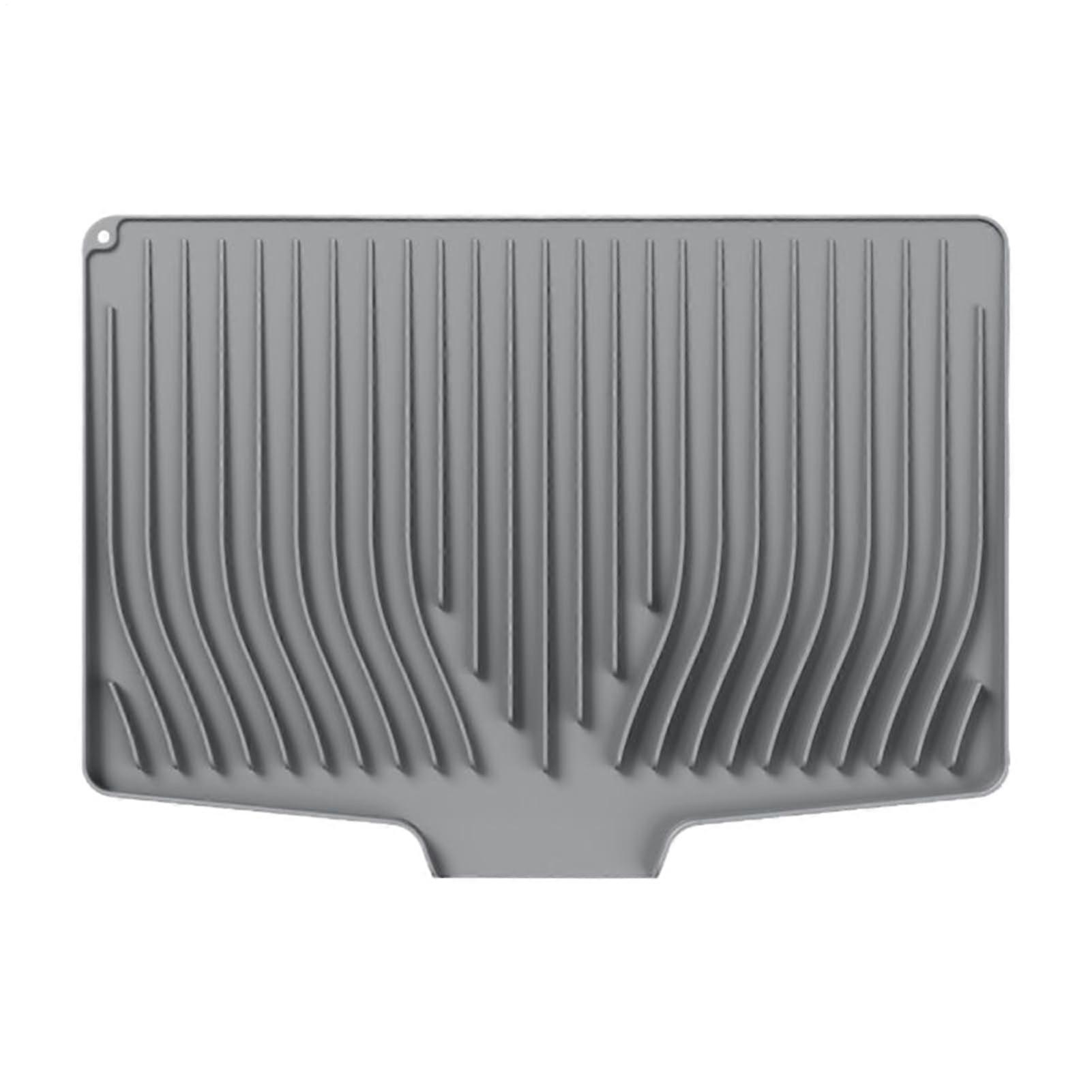 Silicone Dish Drying Mat NonSlip Waterproof Heat Resistant Counter and Table Protector Gray