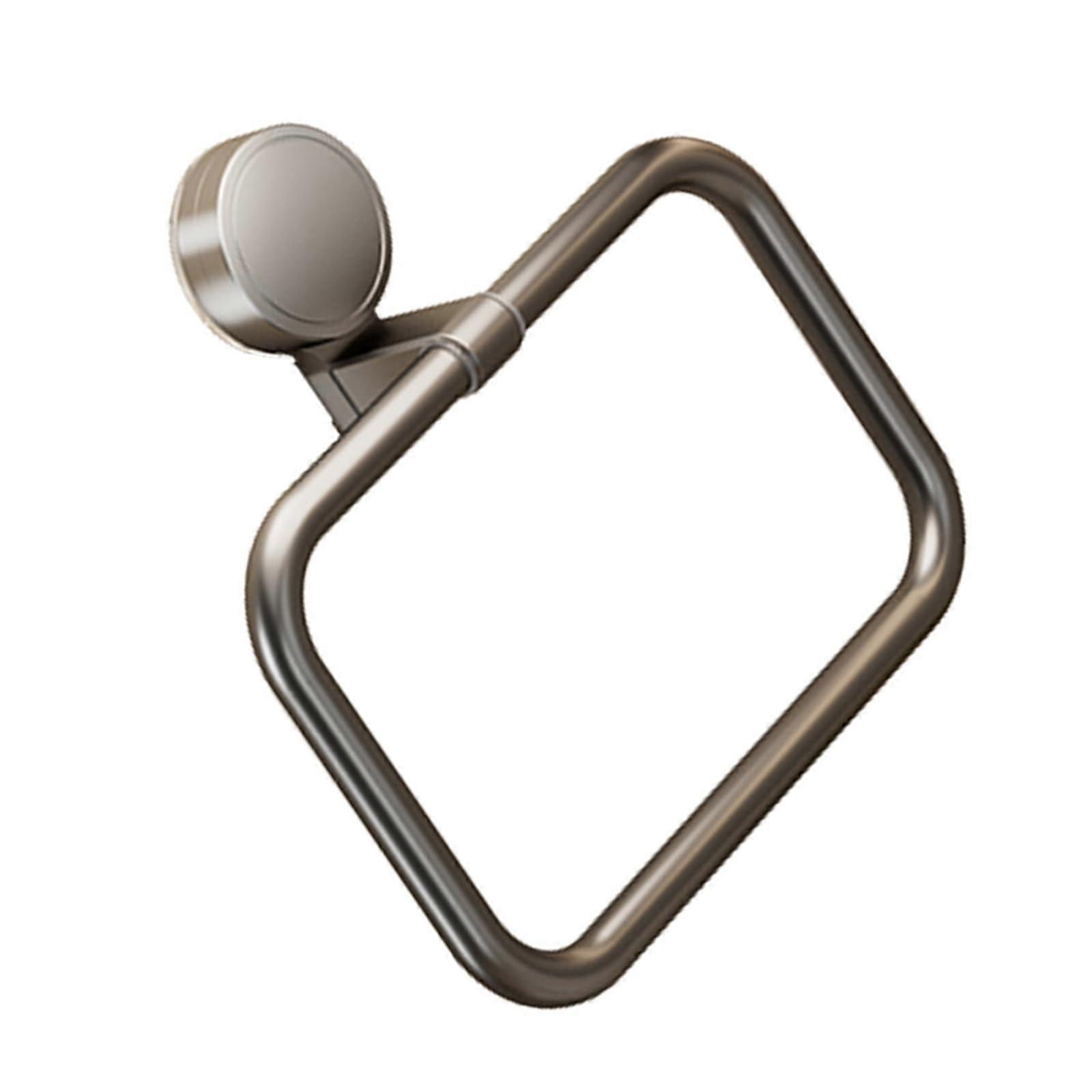 Suction Cup Towel Ring No Drill Wall Mounted Holder for Bathroom Kitchen Shower Gray Square
