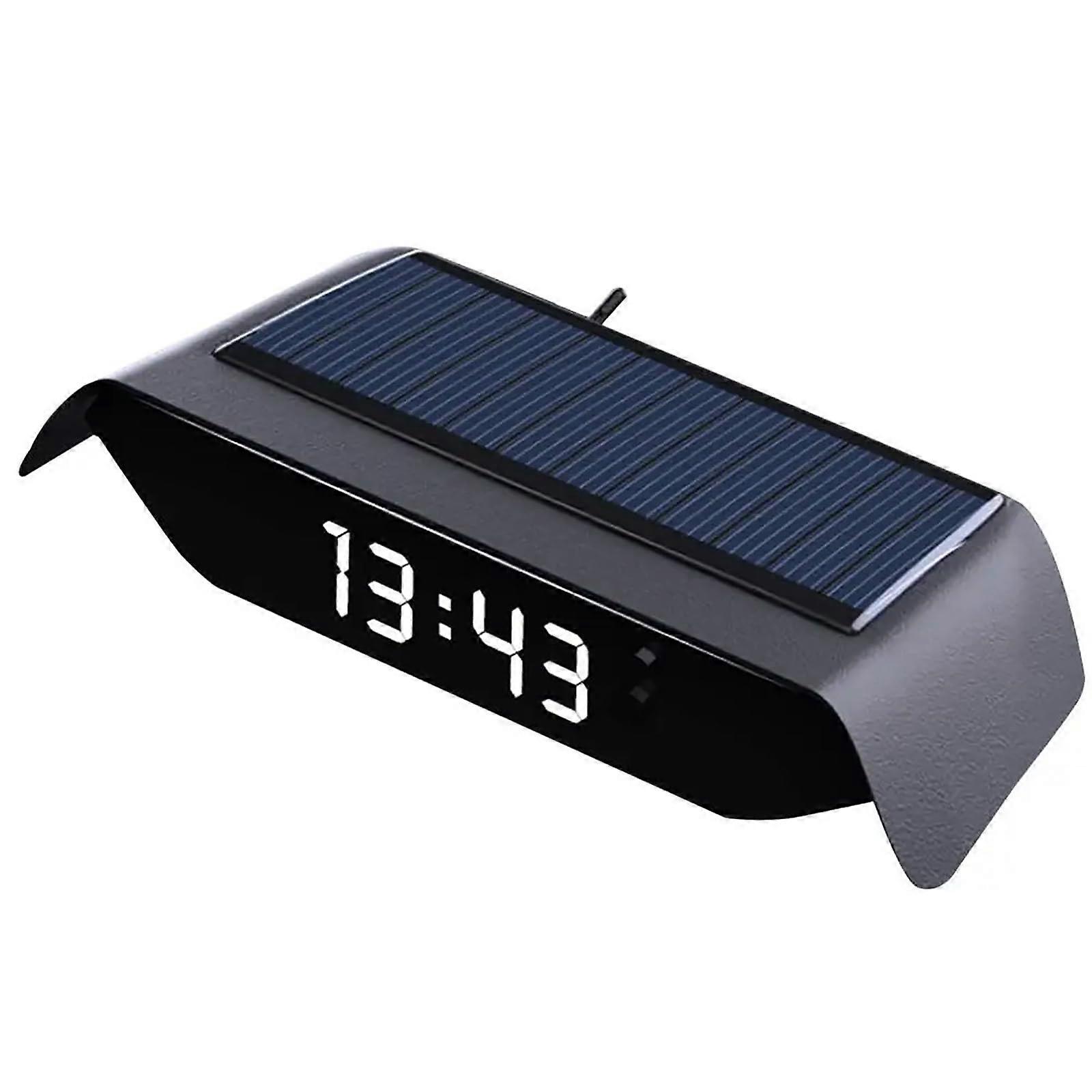 Solar Powered Car Clock with Temperature and Date Display, Digital Dashboard Timepiece for Auto
