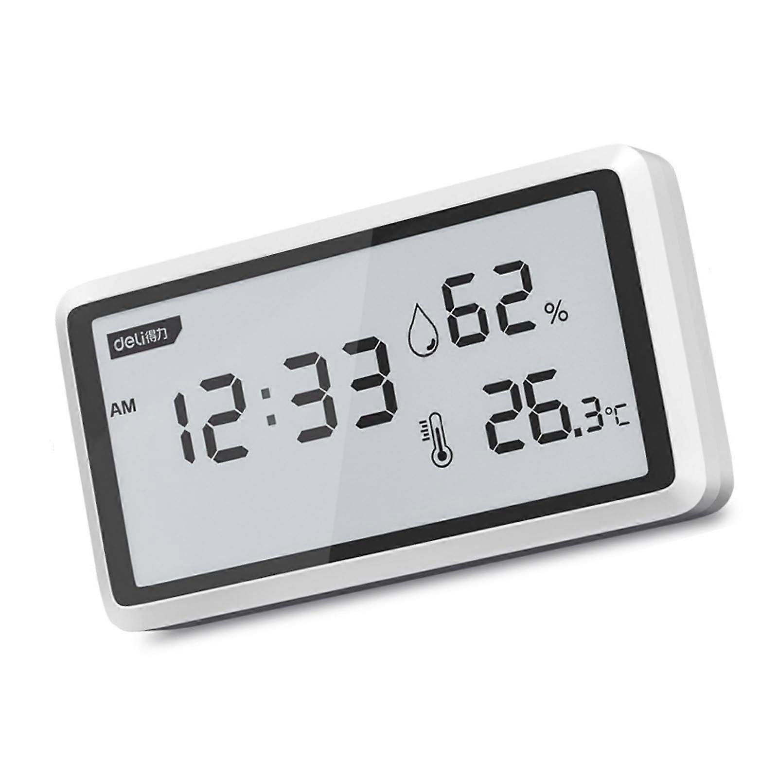 Indoor Thermometer Hygrometer with Clock, Large LCD Digital Temperature Humidity Meter for Home Office