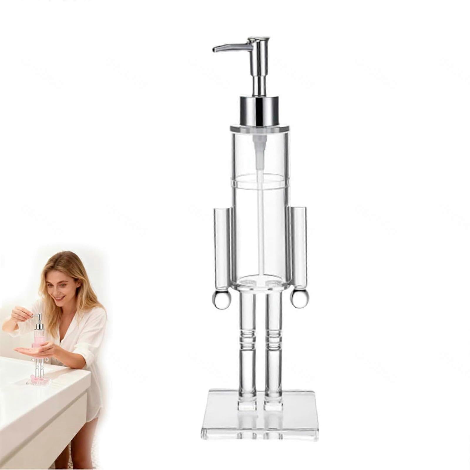 Nutcracker Soap Dispenser Clear Acrylic Refillable Pump for Christmas Bathroom or Holiday Kitchen Decor