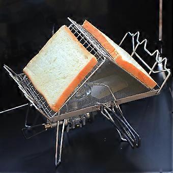 Camping Bread Toaster Rack Foldable Stainless Steel with Even Heat Conduction for Outdoor Picnic