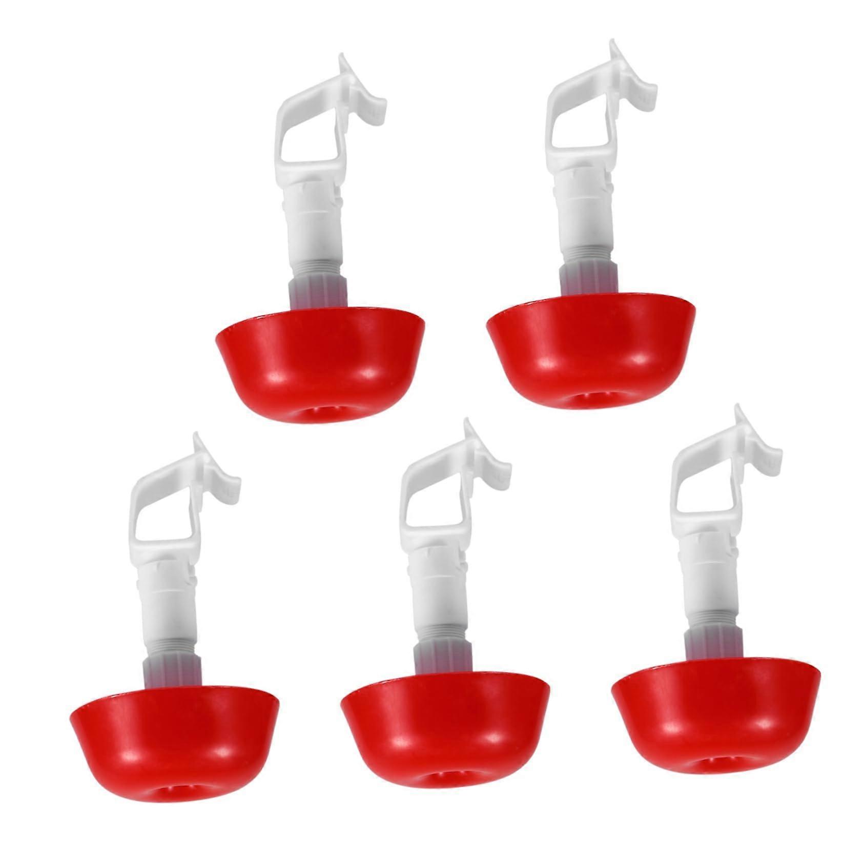 5pcs Automatic Chicken Waterer with Screw Control, Easy Clean Poultry Drinking Bowls for Farm Use