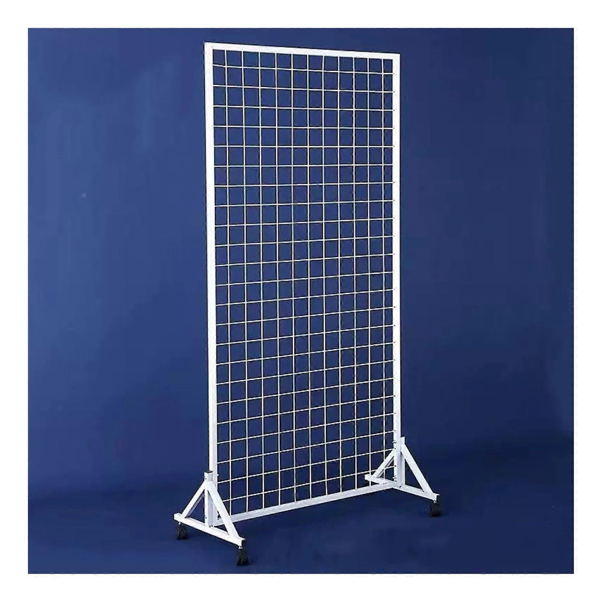 Gridwall Display Stand with Wheels, Large Capacity Wire Grid Panel Rack with 30 Hooks, White 47x100CM