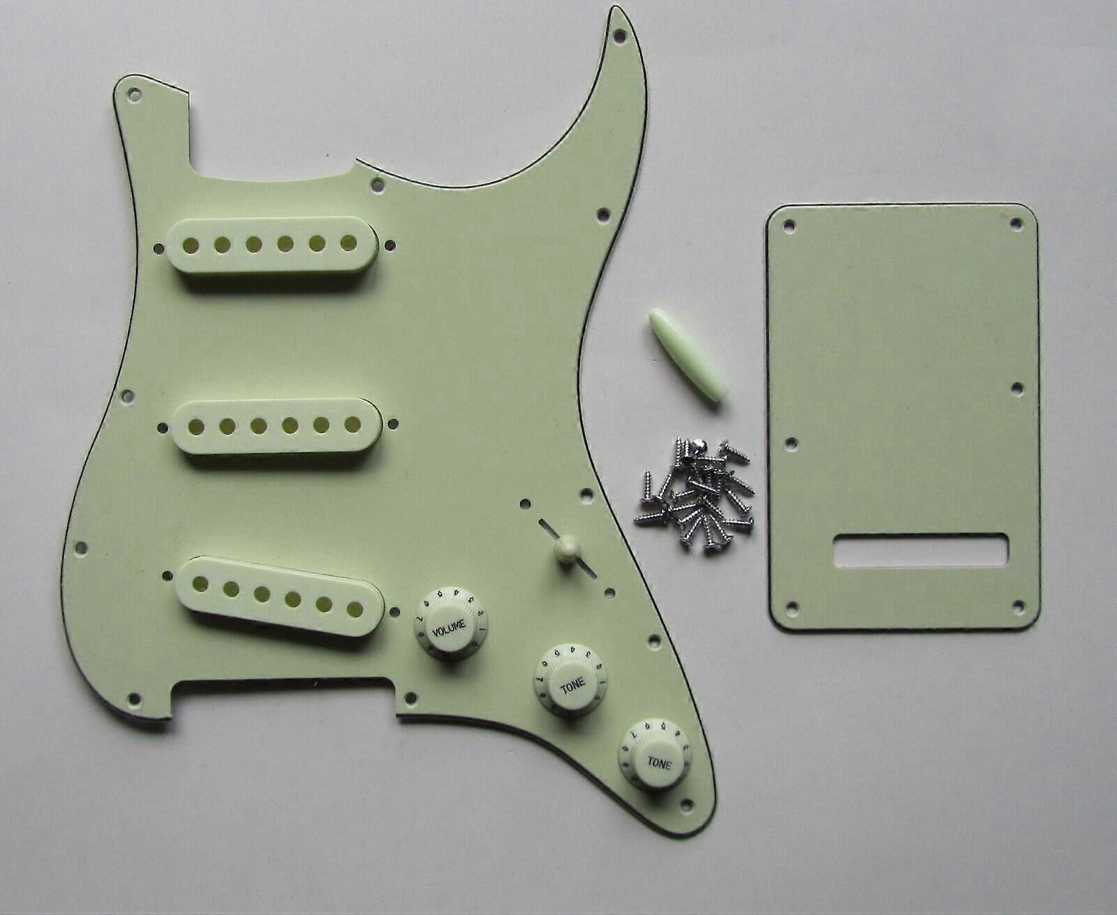 Mint Green ST Style Guitar Pickguard Kit with Knobs Covers Tips and Tremolo Back Plate