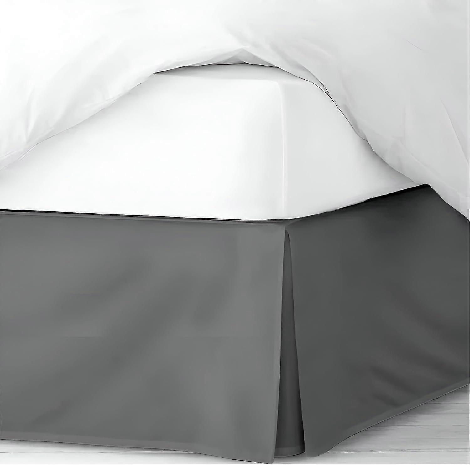 800 Thread Count Egyptian Cotton King Size Bed Skirt, Grey Solid, Tailored Split Corners, 16 Inch Drop