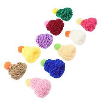 10 stücke Gestrickte Hut Handwerk Zubehör Mini Bunte Gestrickte Kappen Decor Zubehör