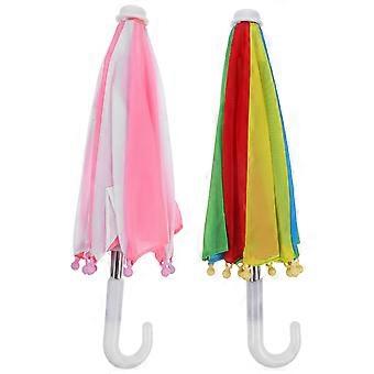 2pcs Mini Umbrella Adjustable Miniature Umbrella Sunny Rainy Umbrella Model
