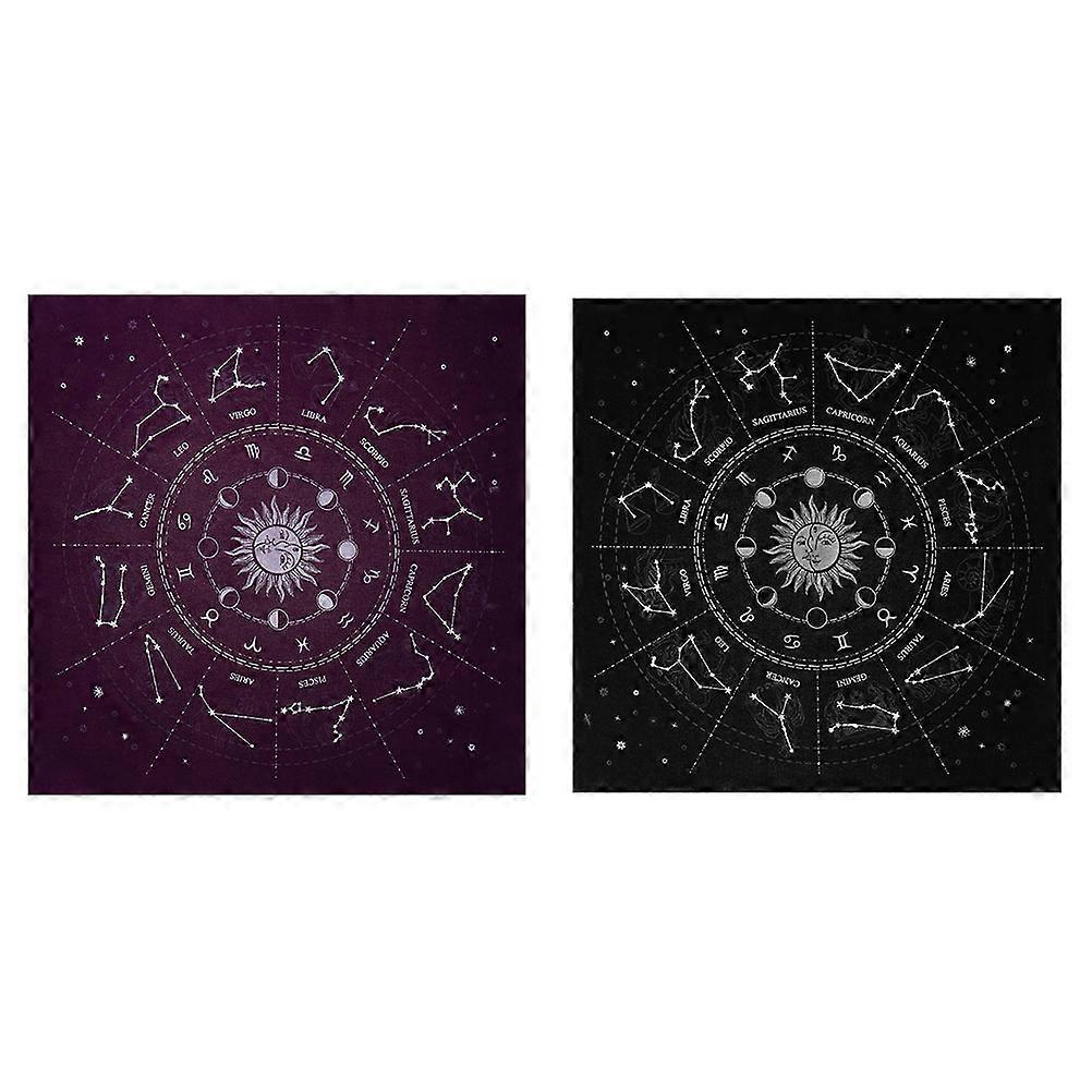 Divination Tablecloth Tarot Table Cloth Counseling Enthusiasts Purple Rectangular 2Pcs