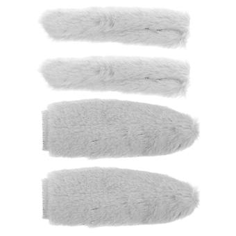 Grey Plush Bike Handlebar Covers for Warm Use 1Set Comfortable Grips