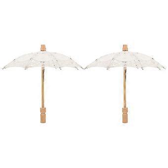 2pcs Lace Umbrellas Wedding Bridal Parasol Wedding Umbrella Photography Props Beige