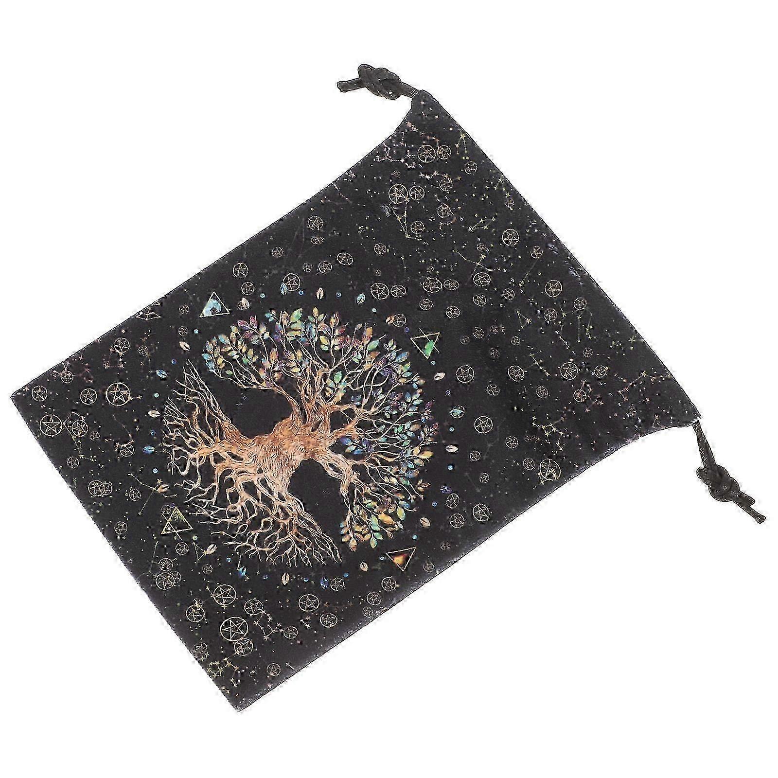 Black Tree Pattern Drawstring Bag 18x15cm 2Pcs Jewelry Organizer For Small Items