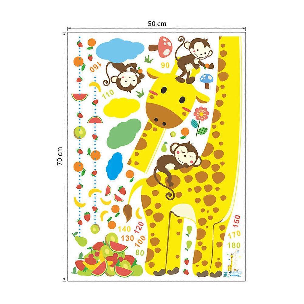 Cartoon Wall Sticker Giraffe Height Chart for Bedroom Use