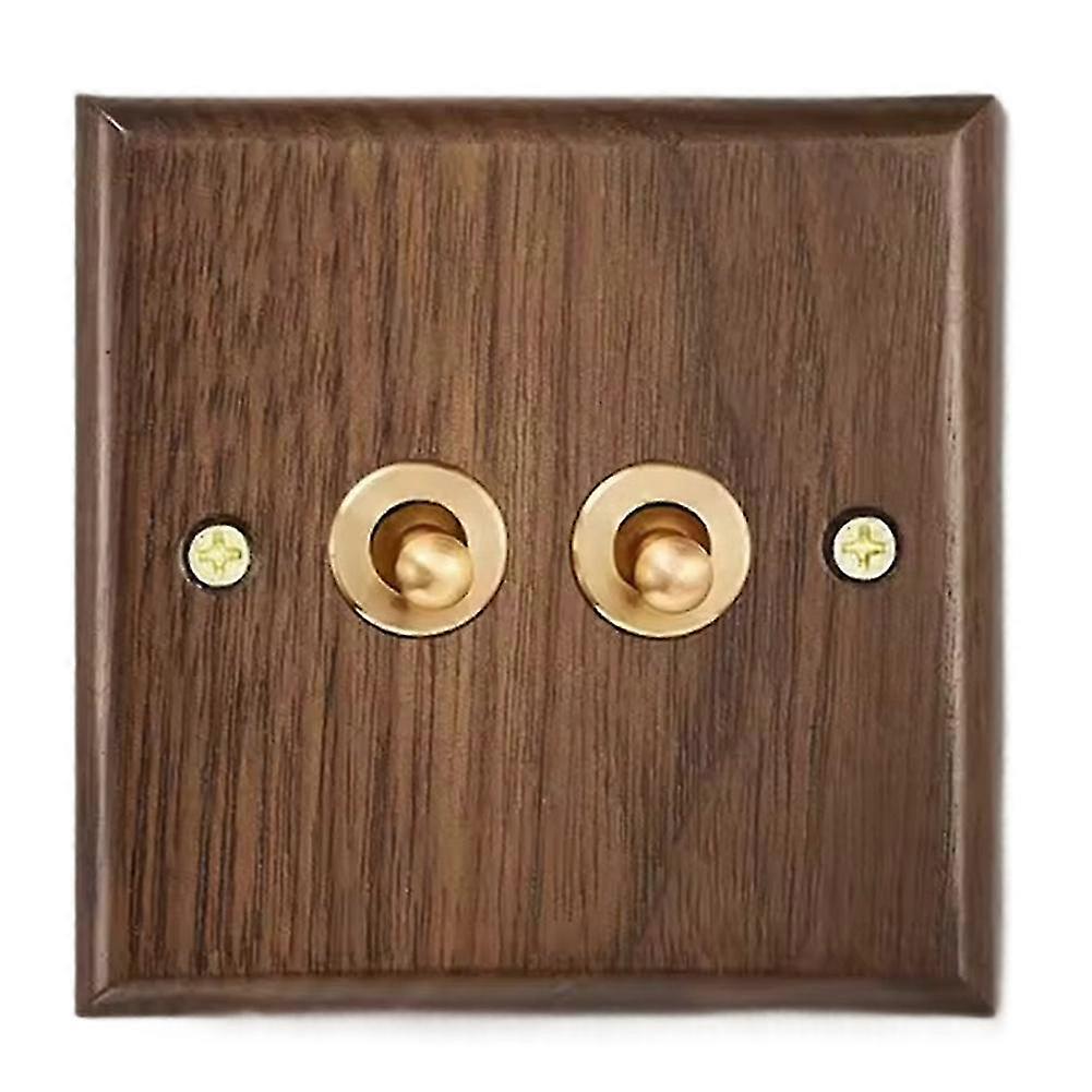 Retro Walnut Wall Toggle Switch Panel 1-4Gang 2Way Solid Wood Double Universal Electrical Power Out