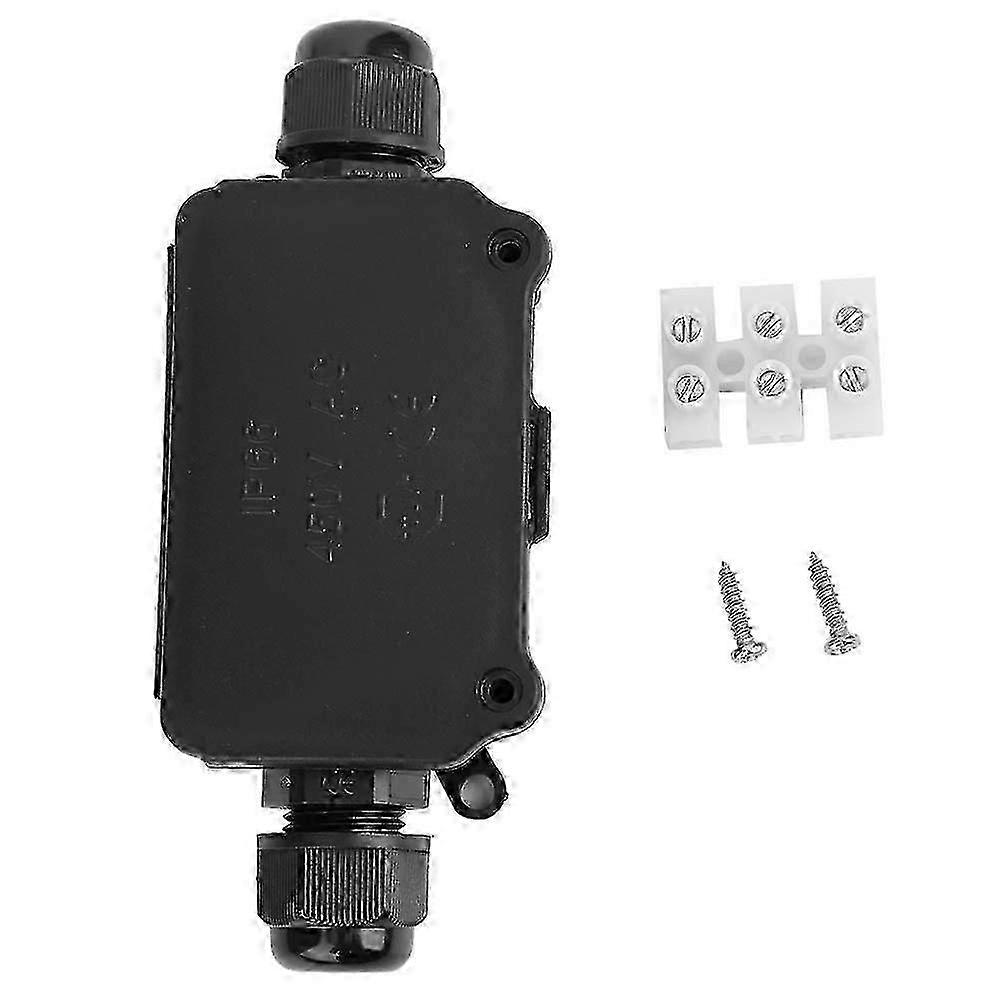 IP66 Waterproof Junction Box 2 Way Black Dustproof Distribution Cable Connector Case