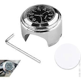 Universal Motorcycle Car Clock Bicycle Handlebar with Anti-Slip Pad Waterproof Glow-in-The-Dark Bicycle Clock for 2.2-2.54 Cm Handlebars (Silver and