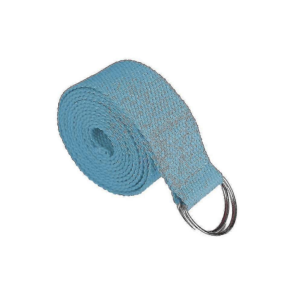 Thick Durable Yoga Stretching Strap With Adjustable Ring-sky Blue