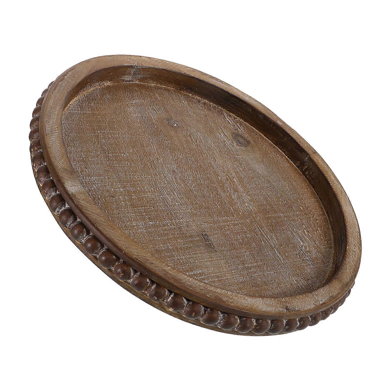Rustic Round Wooden Tray for Kitchen with 2Pcs Multi-Functional Use