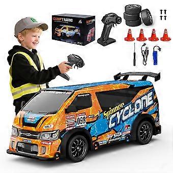 RC Drift Car, 1:24 Scale 4WD High Speed Remote Control Truck, 2.4GHz Drift Van with LED Lights & Cool luminous car shell, Off-Road Drifting RC Toy Gif