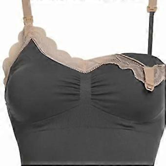Gray Lace Nursing Tank Top with Built-in Bra