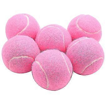 6st Pack Rosa Tennisbollar Slitstarka elastiska bollar 66mm Damer Nybörjare Träna Tennisboll