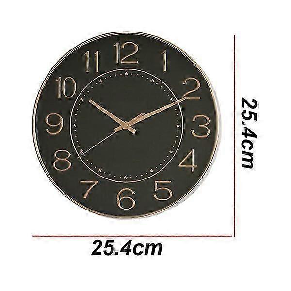 Silent wall clock, battery-powered, 3D dial for easy time reading