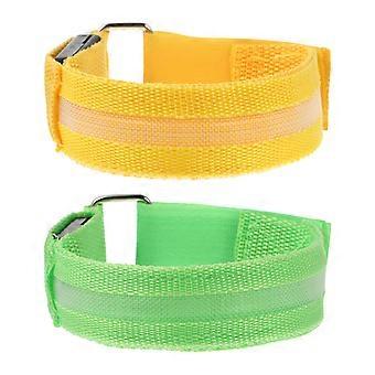 Adjustable Night Running Armband LED Wrist Bracelet for Sports 2Pcs