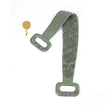 Ceinture d’épuration arrière en silicone vert Sangle de gommage de bain extra longue à double face