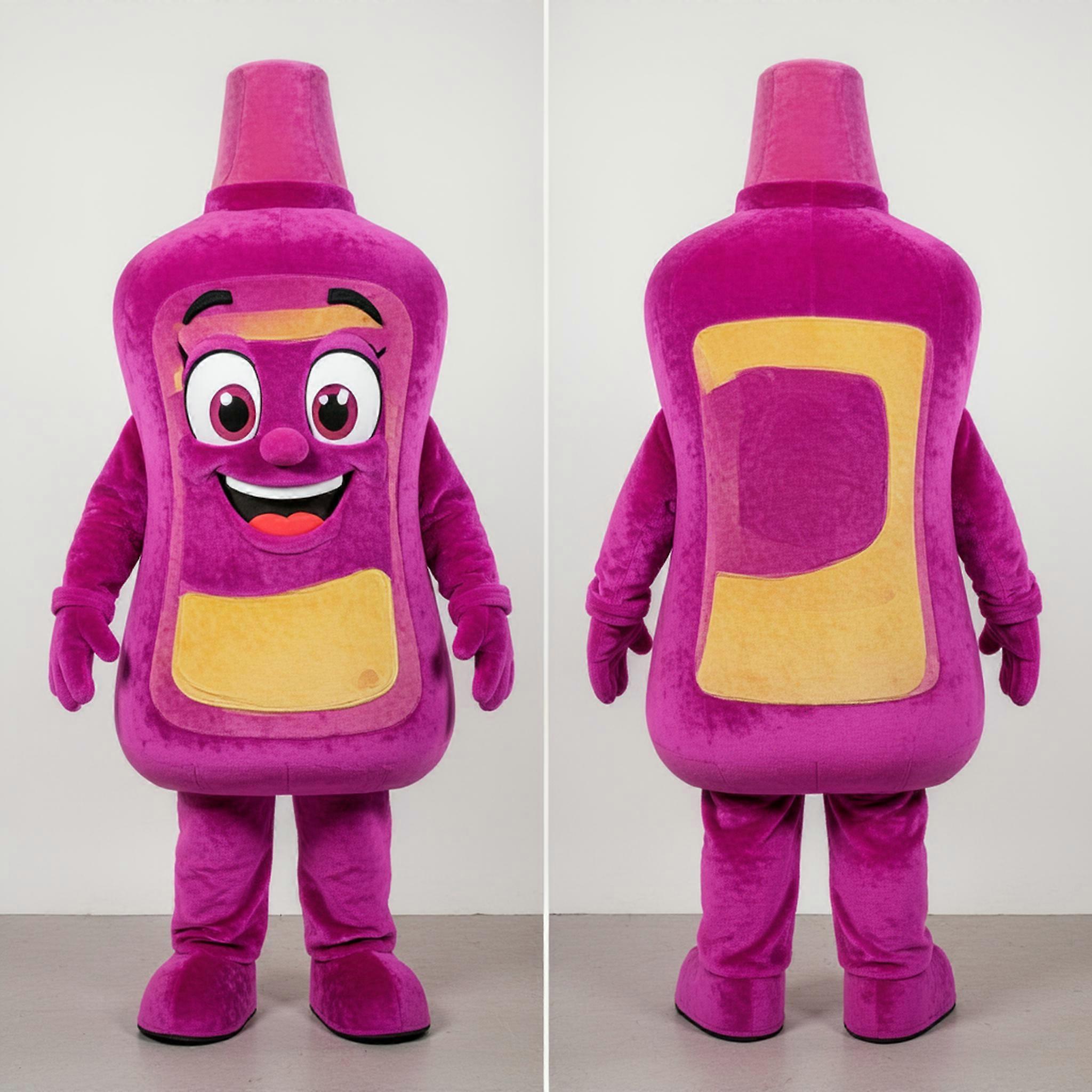 MASTICOT Magenta Mustard Bottle Mascot