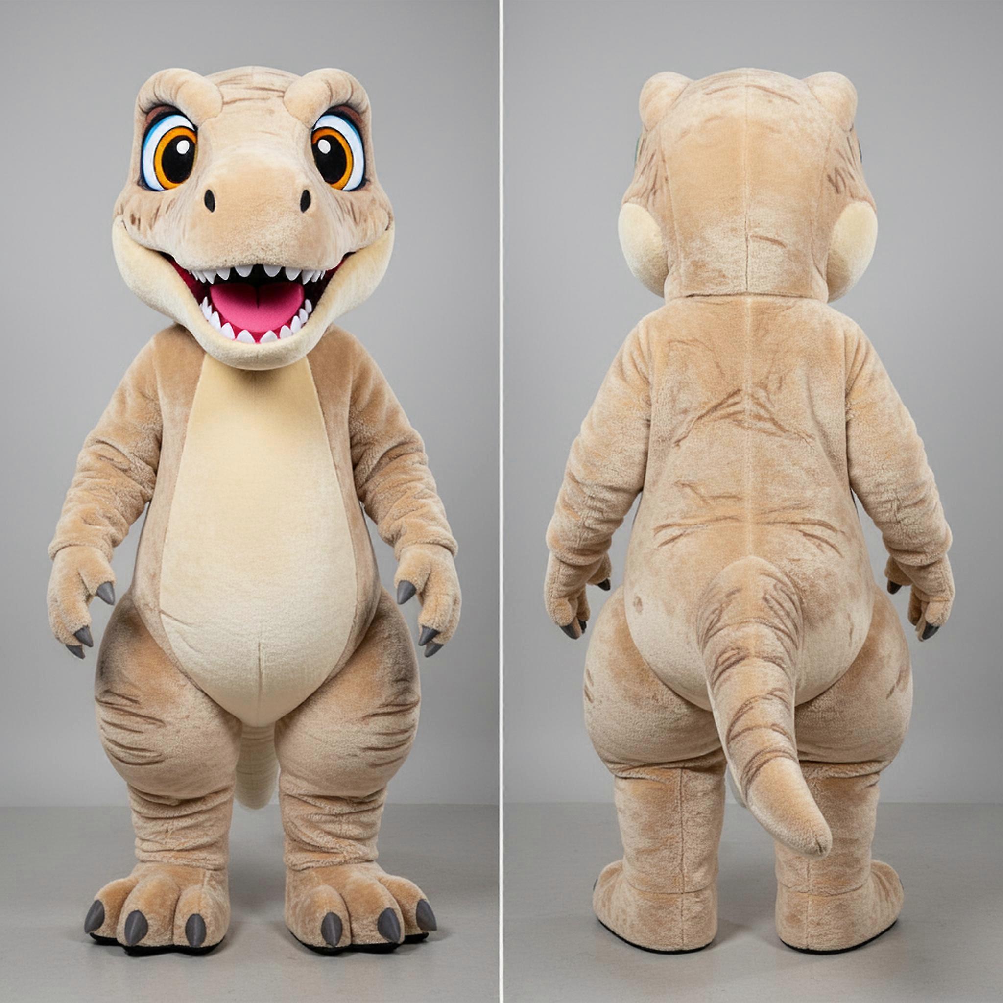 MASTICOT Beige Friendly Utahraptor Mascot