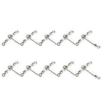 Kaesi10Pcs 3-Wege-T-Form-Karpfenangeln Roll-Dreh-Drehverbinder mit Leuchtperlen