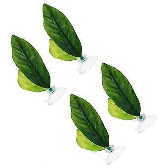 Artificial Aquarium Leaves Fish Tank Decoration for 4Pcs Green Plastic Simulation