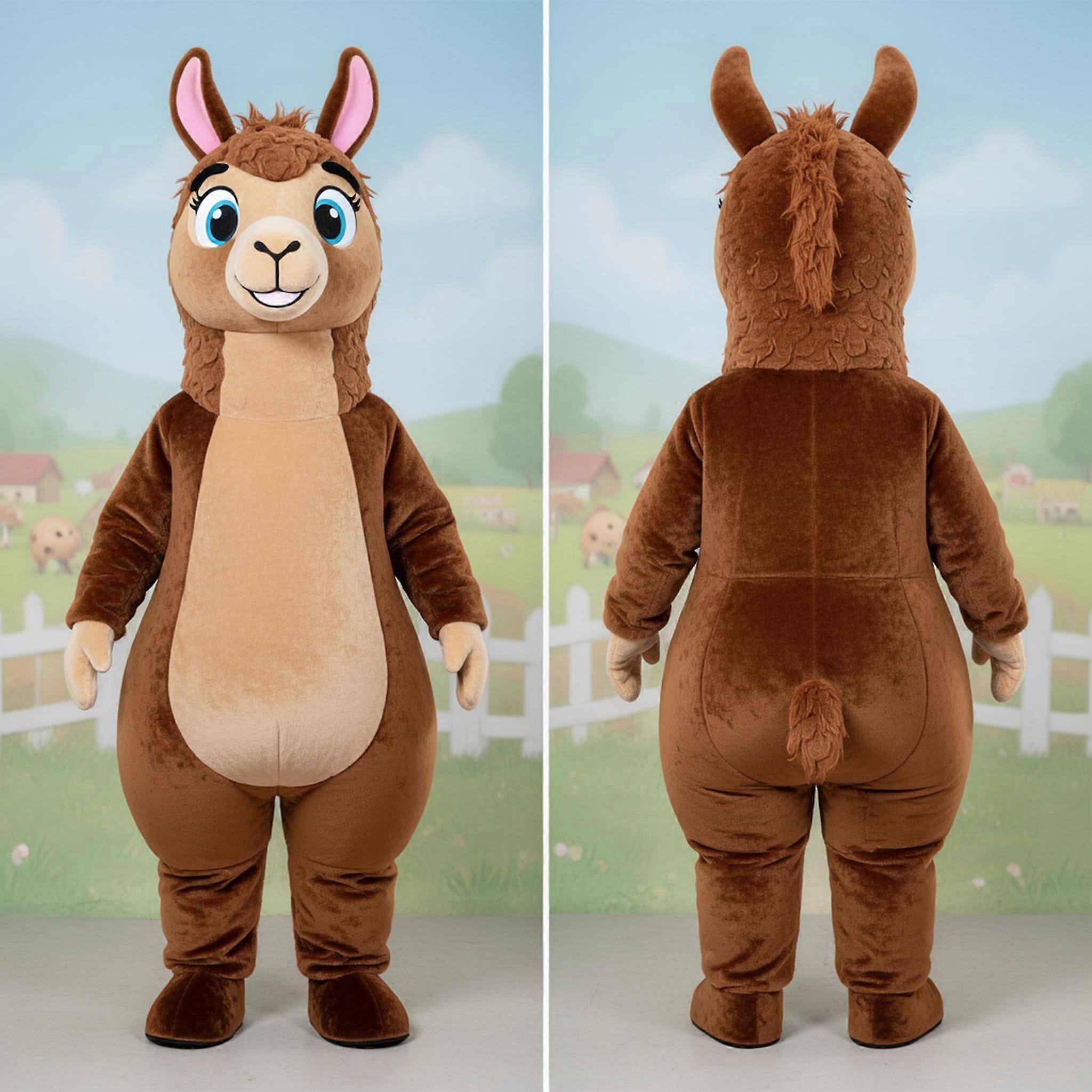 MASTICOT Brown Cuddly Llama Mascot