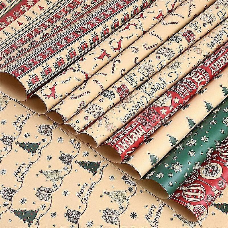 Thick Festive Kraft Wrapping 6 Sheets