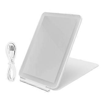 Lighted Makeup Mirror with 3 Color Light Modes, Foldable, Rechargeable Large Portable LED Mirror for Travel