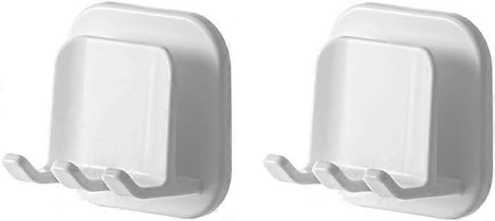 Set of 2 self-adhesive wall-mounted toothbrush holders, waterproof multi-function hook.