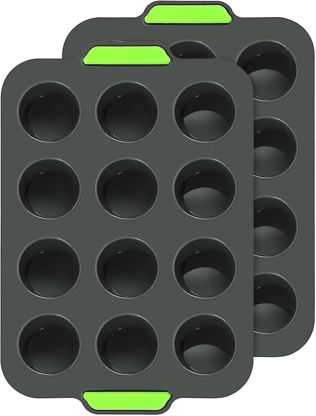 Muffin Molds, Reusable Silicone Baking Molds, 12 Cupcake Molds With Non-stick Effect, For, Cakes, Brownies, Black Pudding