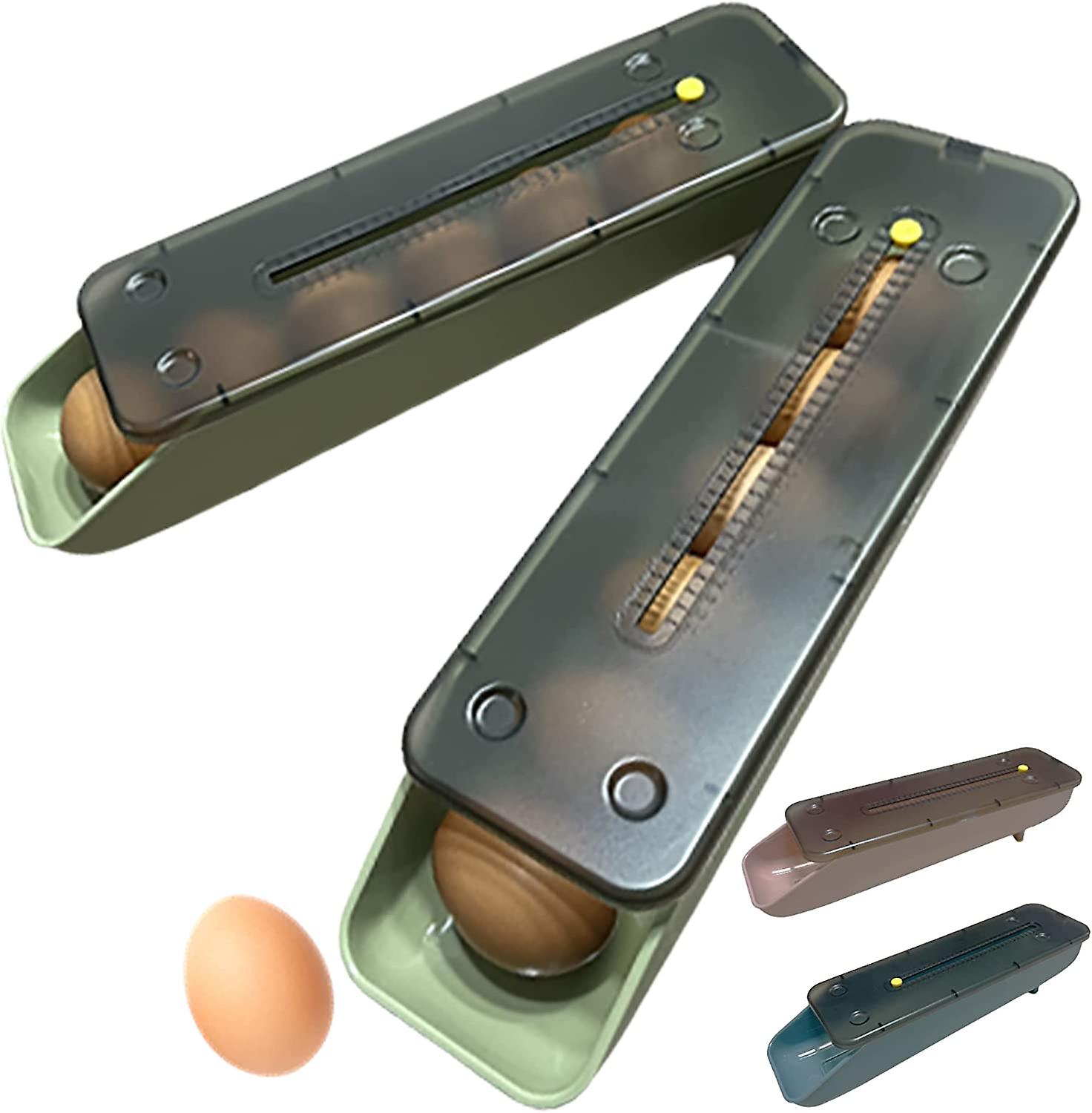LIFE Egg container for refrigerator Automatic Rolling with Date Reminder, Egg holder Storage box Drawer, BPA Free Storage Container, Organizer Storage