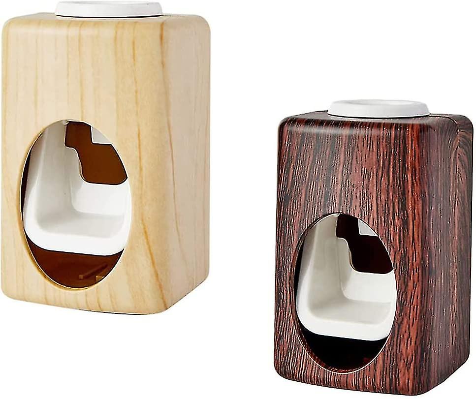 2 Pieces Wall Mounted Toothpaste Dispenser, Bathroom Toothpaste Dispenser, Automatic Toothpaste Dispenser (dark Brown + Light Brown)