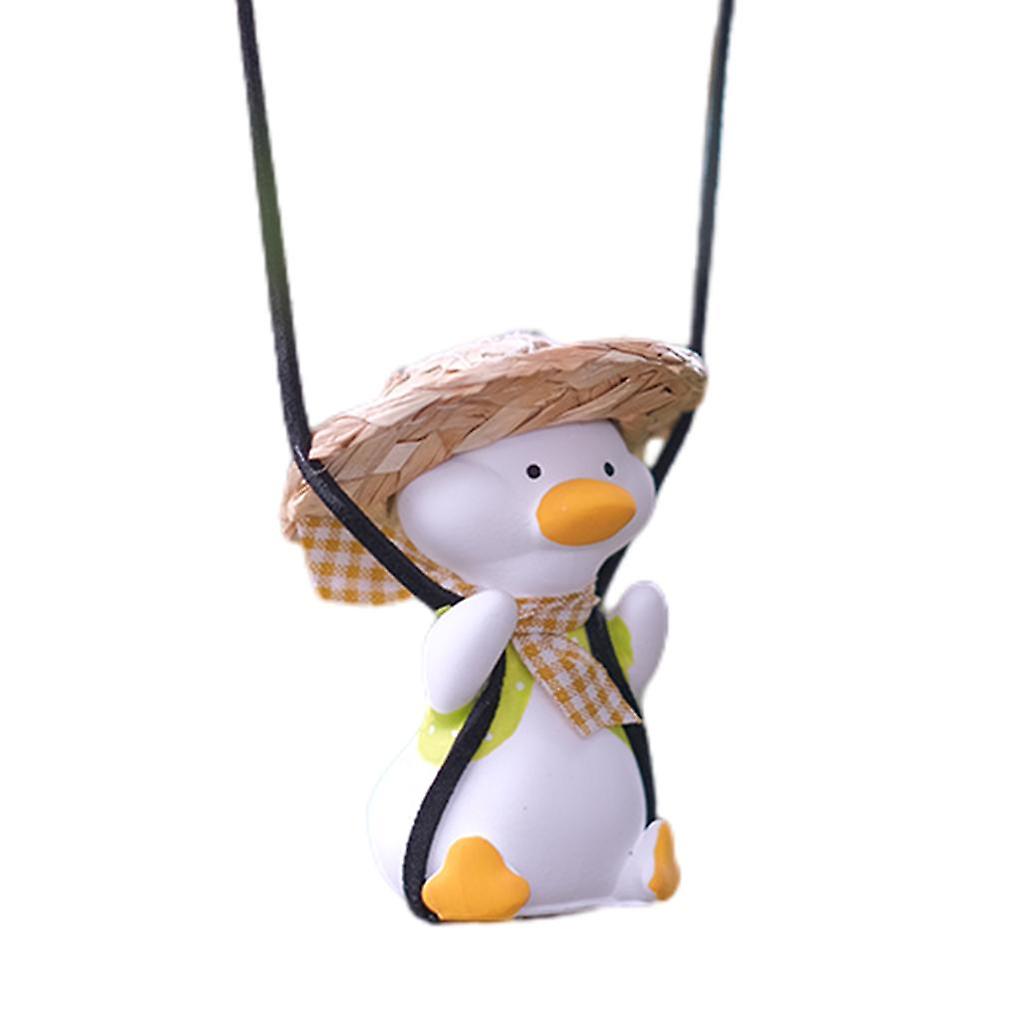 Straw Hat Car Pendant Rearview Mirror Hanging Decor