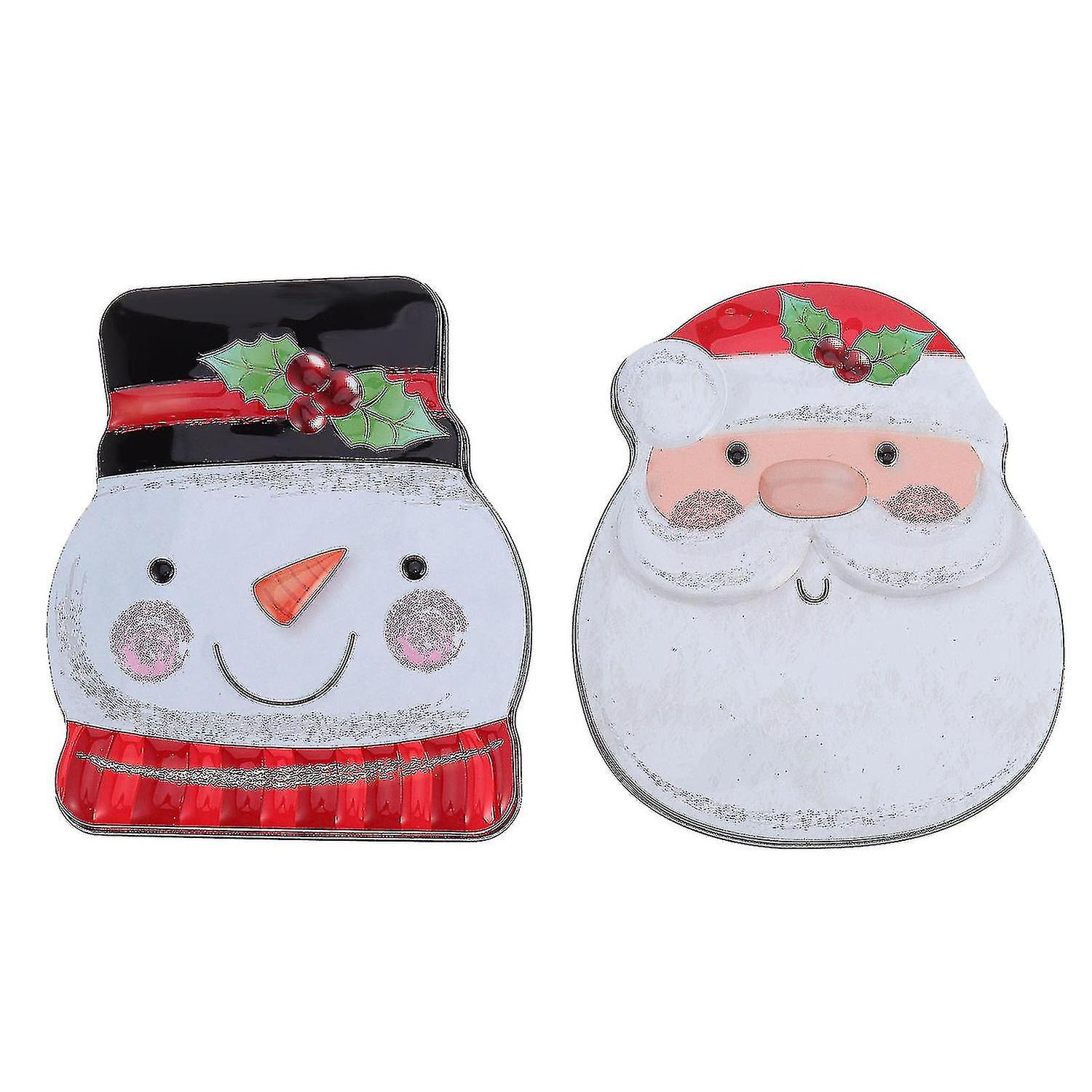 2pcs Creative Tinplate Boxes Adorable Candy Jars Christmas Theme Cookie Boxes